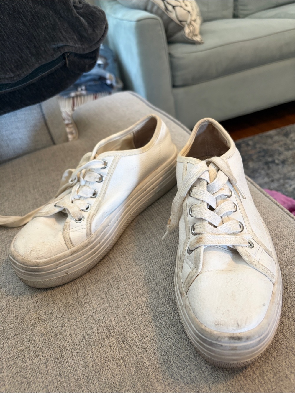 Steve Madden White Platform Lace-Up Sneakers
